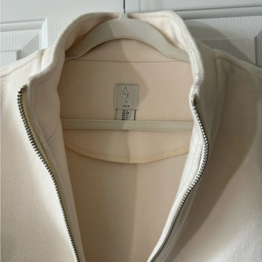 JOIE Jacket, S, cream, Zip Front w/ Stand up Collar, Long Sleeves (24”) NWOT - Picture 10 of 10